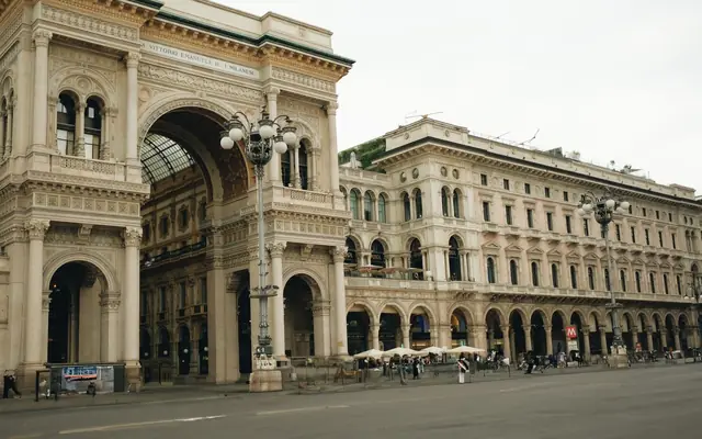 Historic Galleria Vittorio Emanuele II in Milan, showcasing stunning neoclassical architecture.